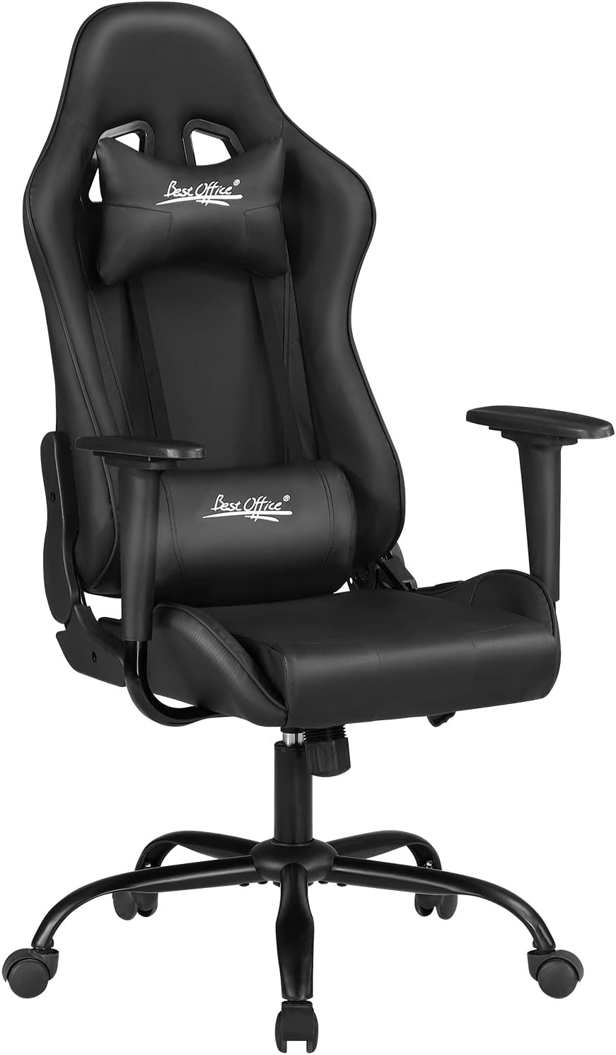 BestOffice High-Back Gaming Chair PC Office Chair Computer Racing Chair PU Desk Task Chair Ergonomic Executive Swivel Rolling Chair with Lumbar Support for Back Pain Women, Men,White