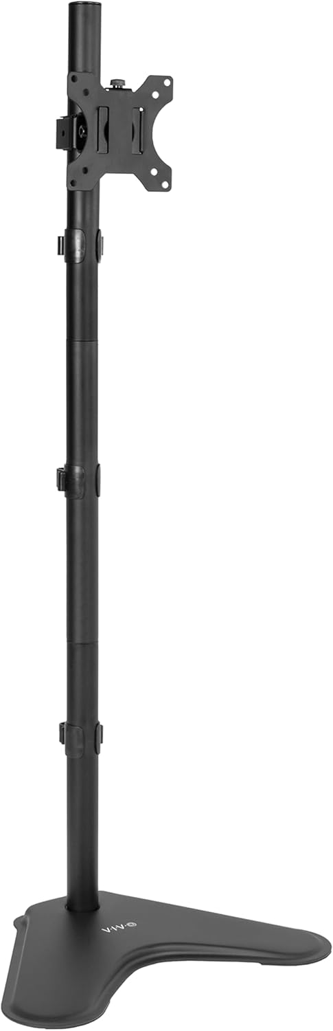 VIVO Single Monitor Desk Stand, Holds Screens up to 32 inch Regular and 38 inch Ultrawide, Freestanding VESA Steel Mount Base, Adjustable Height, Tilt, Swivel, Rotation, Black, STAND-V001H