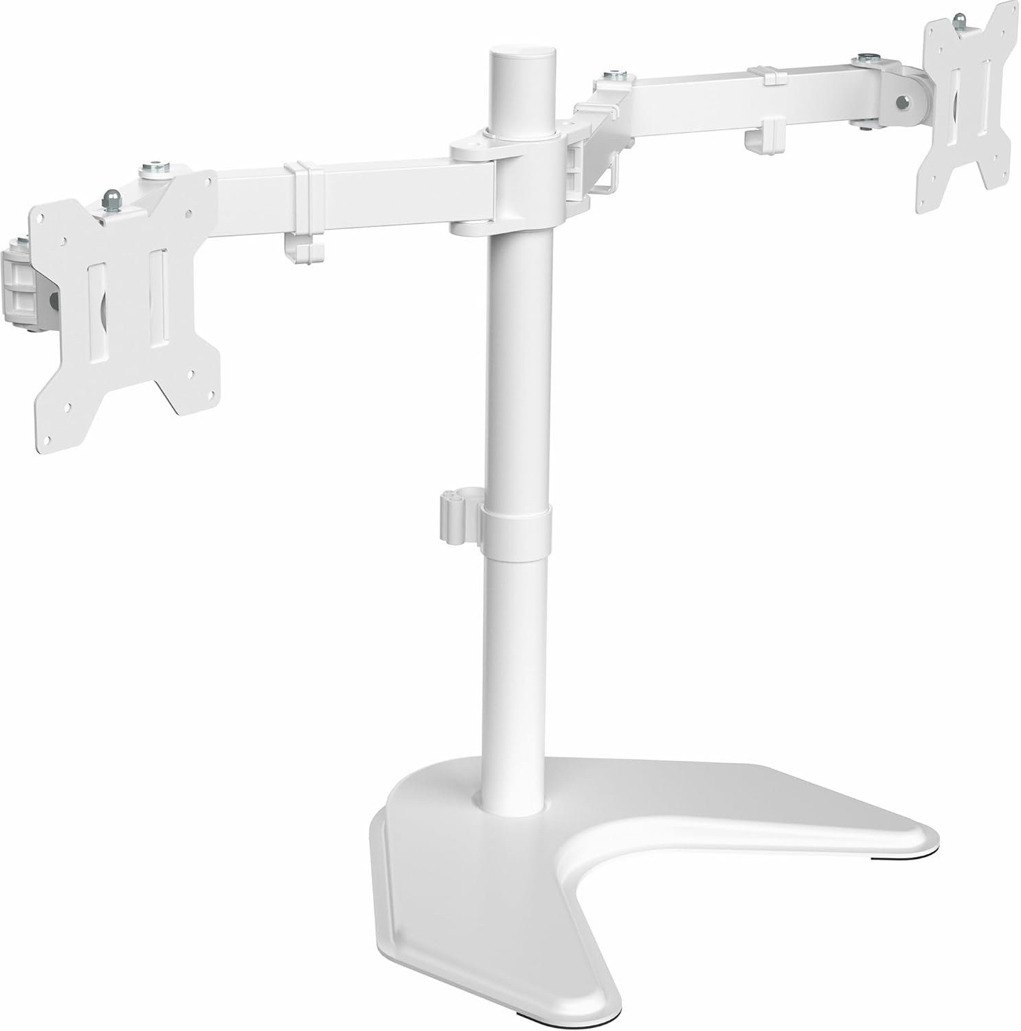 VIVO STAND-V002F Dual LED LCD Monitor Free-Standing Desk Stand for 2 Screens up to 27 Inch Heavy-Duty Fully Adjustable Arms with Max VESA 100x100mm