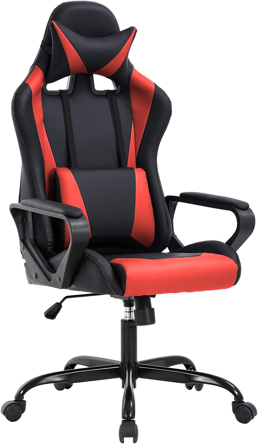 BestOffice High-Back Gaming Chair PC Office Chair Computer Racing Chair PU Desk Task Chair Ergonomic Executive Swivel Rolling Chair with Lumbar Support for Back Pain Women, Men,White
