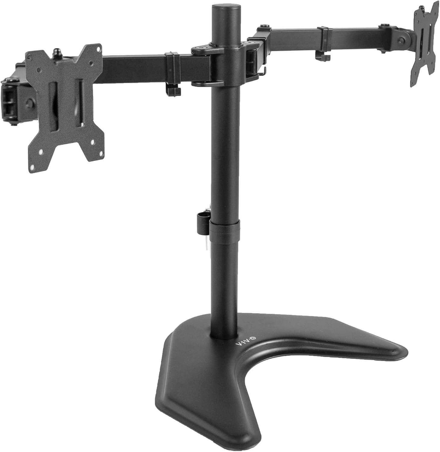 VIVO STAND-V002F Dual LED LCD Monitor Free-Standing Desk Stand for 2 Screens up to 27 Inch Heavy-Duty Fully Adjustable Arms with Max VESA 100x100mm