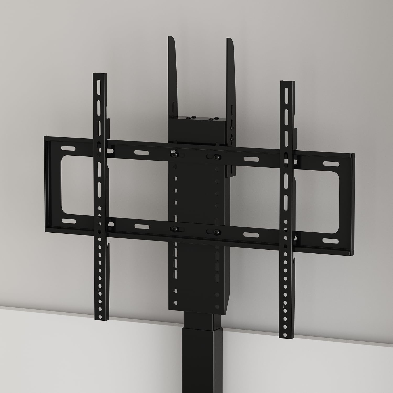 MOUMON Modern TV Stand Elevate TV Lift Cabinet with Mount, Media Console Table with Remote, Entertainment Center with 2 Doors, for Living Room, White, 50.4”W x 13.8”D x 39.3”H