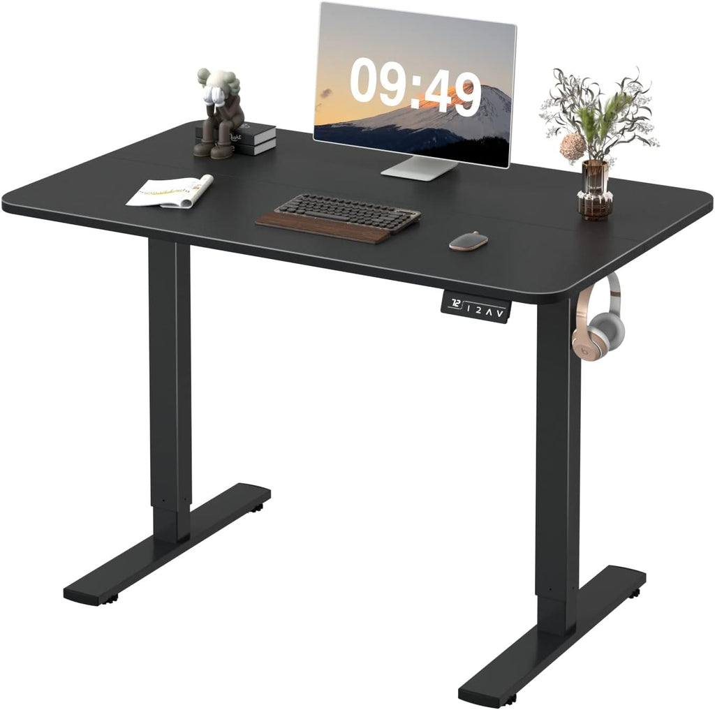 Furmax 55 x 24 Inches Electric Height Adjustable Standing Desk Large Sit Stand Up Desk Home Office Computer Desk Memory Preset with T-Shaped Metal Bracket, Black