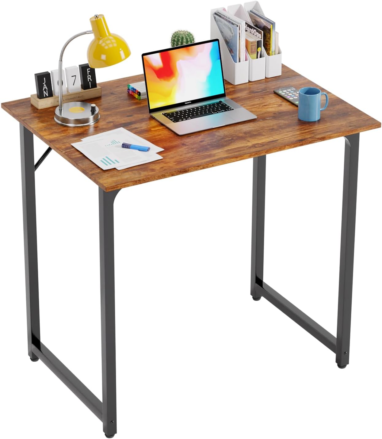 PayLessHere | 47 Inch Computer Desk | Black | Office Desk with Metal Frame, Adjustable Feet | Water-Resistant, Scratchproof Surface | Sturdy Writing Table for Home Office or Study | Pack of 1