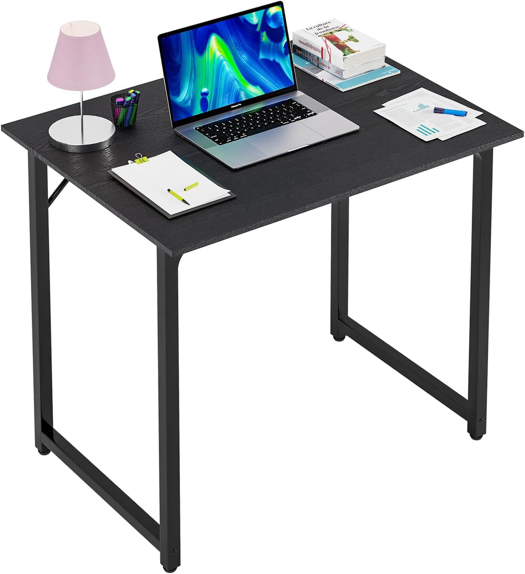 PayLessHere | 47 Inch Computer Desk | Black | Office Desk with Metal Frame, Adjustable Feet | Water-Resistant, Scratchproof Surface | Sturdy Writing Table for Home Office or Study | Pack of 1
