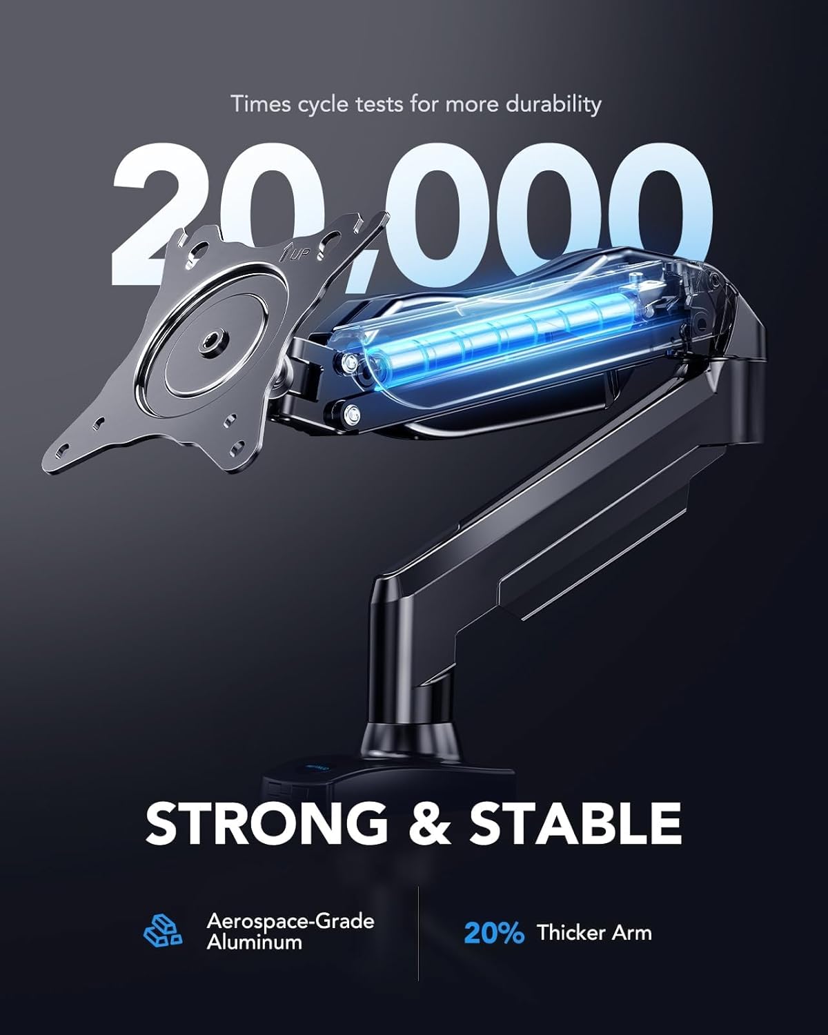 HUANUO Single Monitor Mount, 13 to 32 Inch Monitor Arm, Adjustable Monitor Stand, Vesa Mount with Clamp and Grommet Base - Fits 4.4 to 19.8lbs LCD Computer Monitors