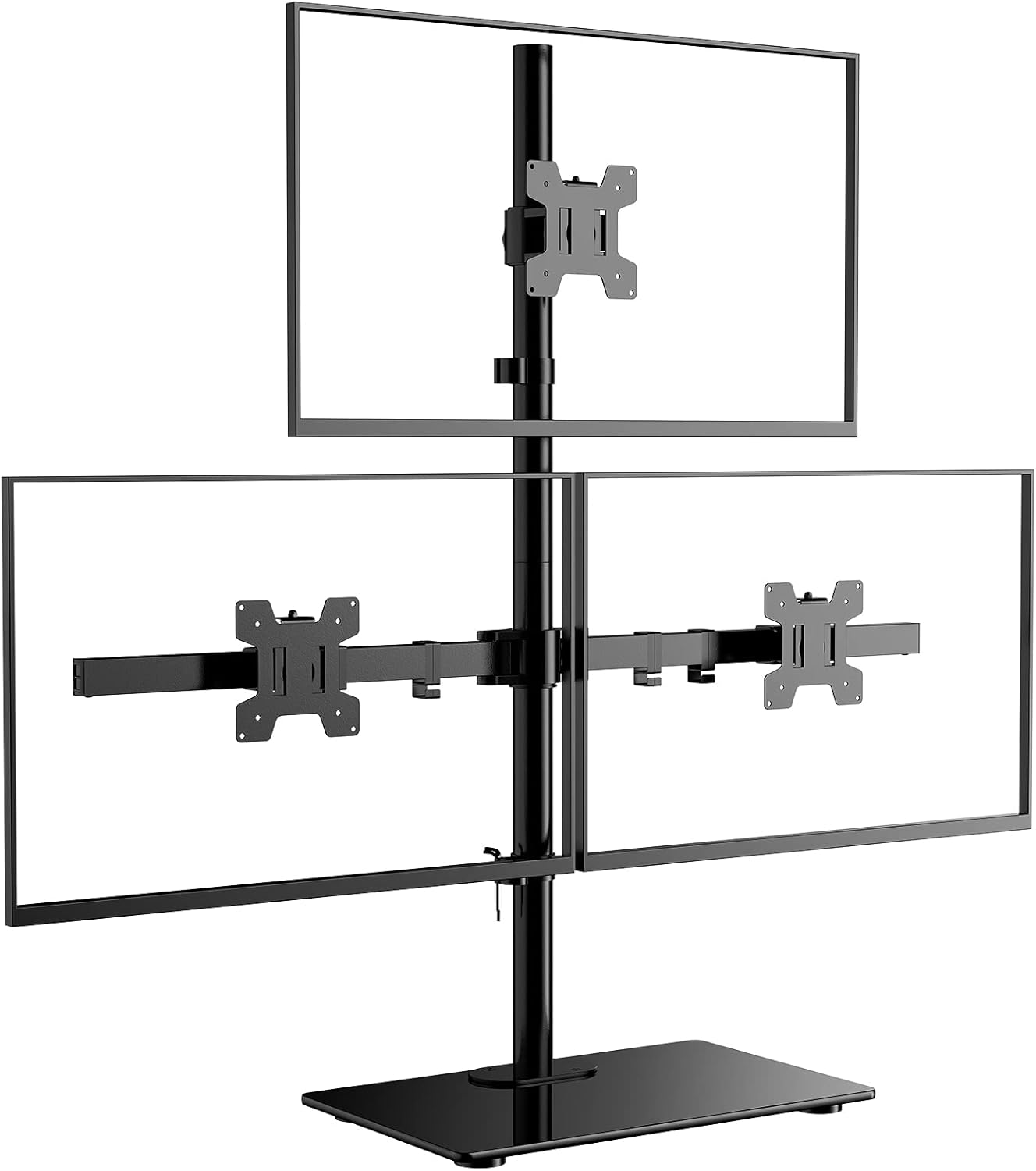 WALI Single Monitor Stand up to 32 Inch Screens, Freestanding Single Monitors Arm Desk Mount, Universal VESA Monitor Mount 75x75/100x100mm, Adjustable Height and Angle (MF001), Black