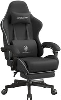 Dowinx Gaming Chair Fabric with Pocket Spring Cushion, Massage Game Chair Cloth with Headrest, Ergonomic Computer Chair with Footrest 290LBS, Black and Grey