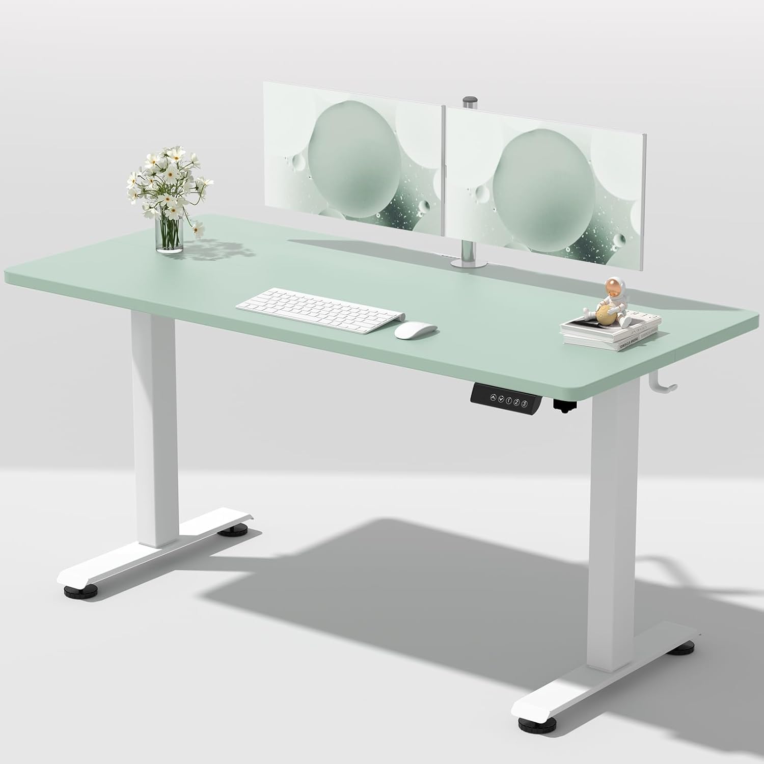 Veken 47.2" Standing Desk, Adjustable Height Office Desk with Wood Desktop, Computer Table for Home Work, Study and Gaming, Small Spaces, Modern Furniture, Black