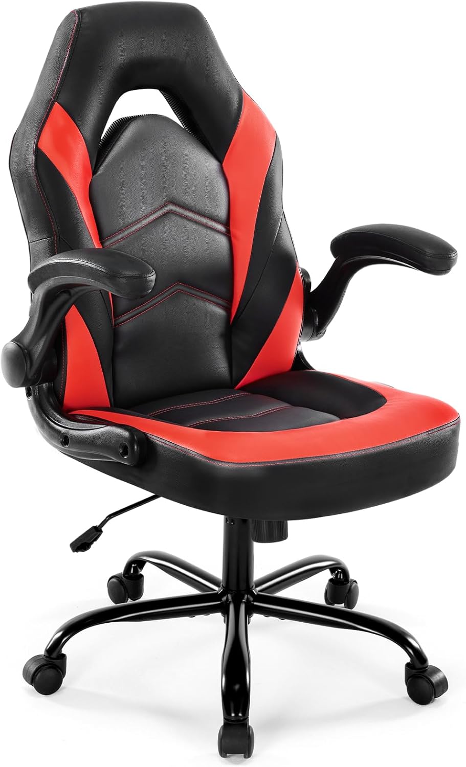 Ergonomic Gaming Desk Chair - Adjustable PU Leather Swivel Racing Chair with Flip-up Armrests for Home Office and Entertainment, Perfect for Adults, Kids, and Gamers