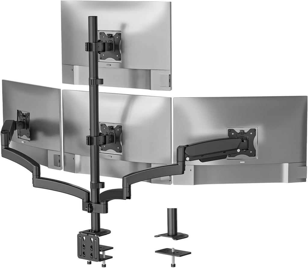 WALI Heavy Duty Single Monitor Arm for 17-49 Inch Flat Curved Ultrawide Screens, up to 33 Lbs, Adjustable Gas Spring Single Monitor Desk Mount for Home Office Gaming, VESA 75/100mm (GSM001XLN), Black