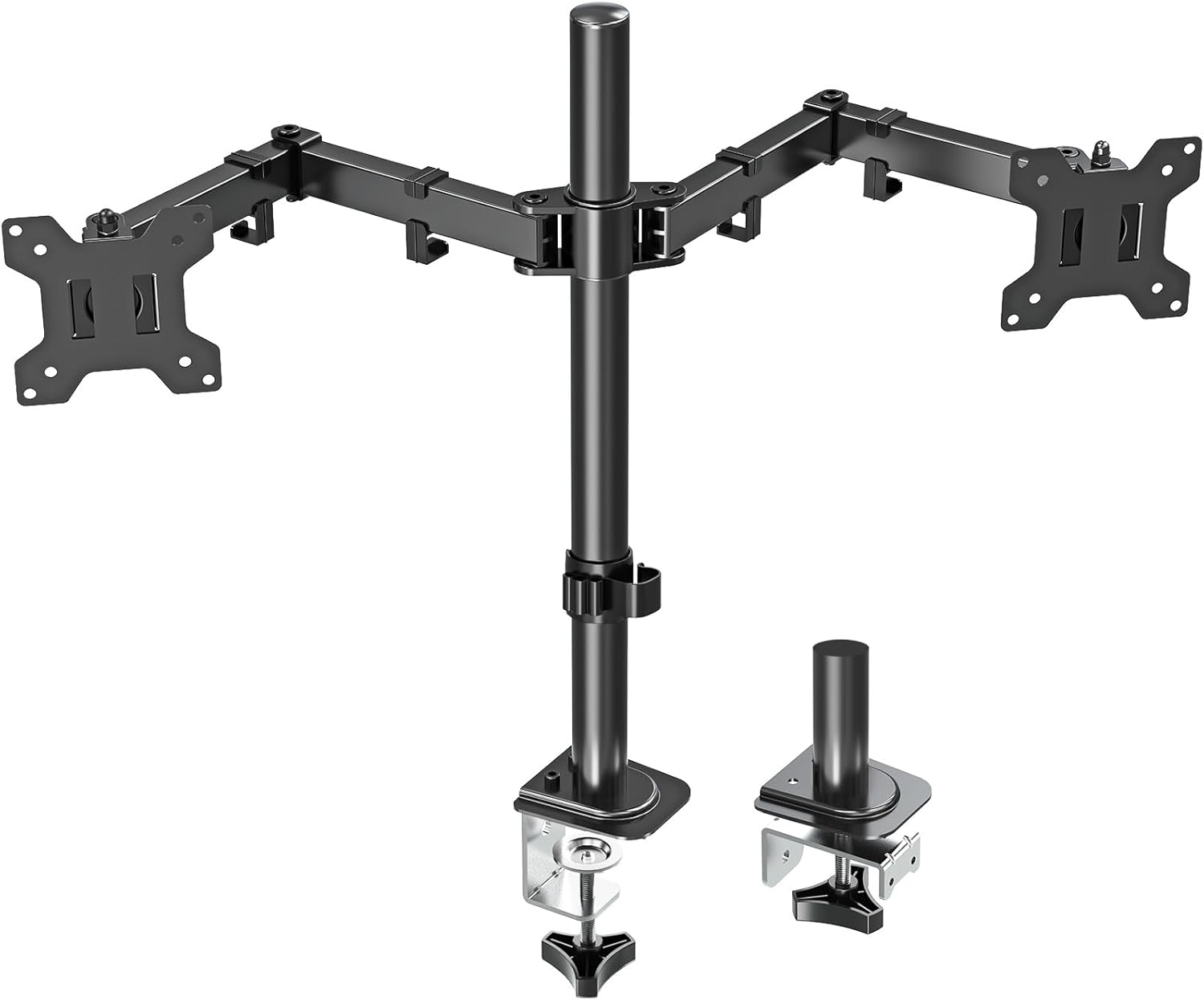 MOUNT PRO Dual Monitor Stand, Free-Standing Full Motion Monitor Desk Mount Fits 2 Screens up to 27 inches,17.6lbs with Height Adjustable, Swivel, Tilt, Rotation, VESA 75x75 100x100, Black