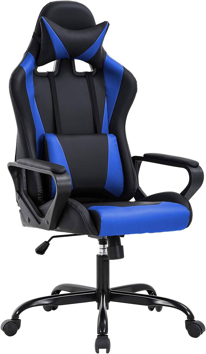 BestOffice High-Back Gaming Chair PC Office Chair Computer Racing Chair PU Desk Task Chair Ergonomic Executive Swivel Rolling Chair with Lumbar Support for Back Pain Women, Men,White