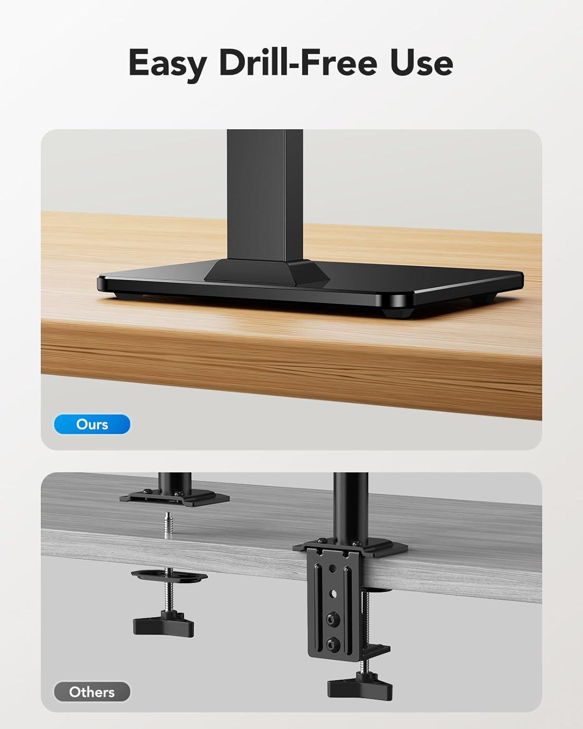 HUANUO Monitor Stand, Freestanding VESA Mount for 13 to 34 Inch Screens, Holds up to 44lbs, 5 Height Options, Swivel Desk Stand Riser With 360 Rotation, VESA 75x75mm/100x100mm