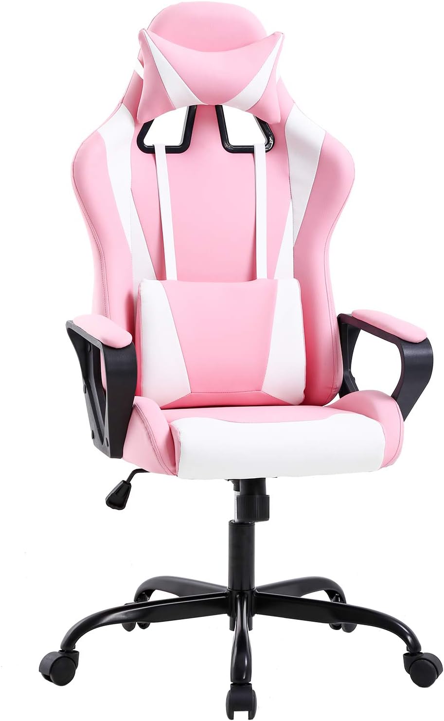 BestOffice High-Back Gaming Chair PC Office Chair Computer Racing Chair PU Desk Task Chair Ergonomic Executive Swivel Rolling Chair with Lumbar Support for Back Pain Women, Men,White