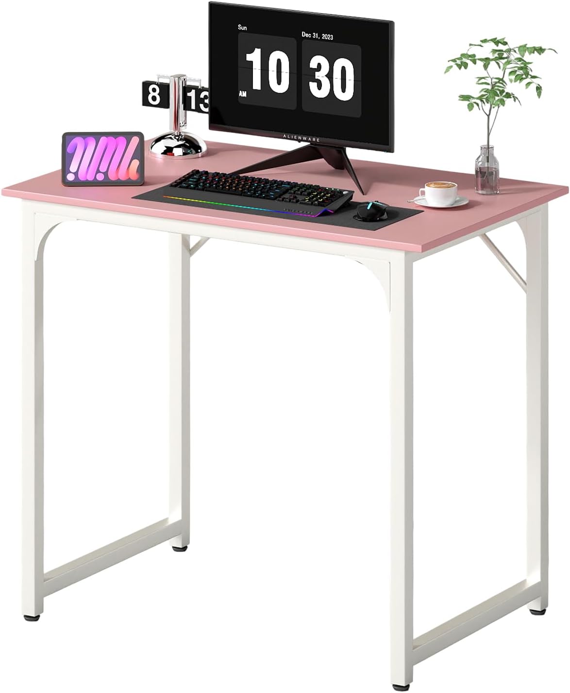 PayLessHere | 47 Inch Computer Desk | Black | Office Desk with Metal Frame, Adjustable Feet | Water-Resistant, Scratchproof Surface | Sturdy Writing Table for Home Office or Study | Pack of 1