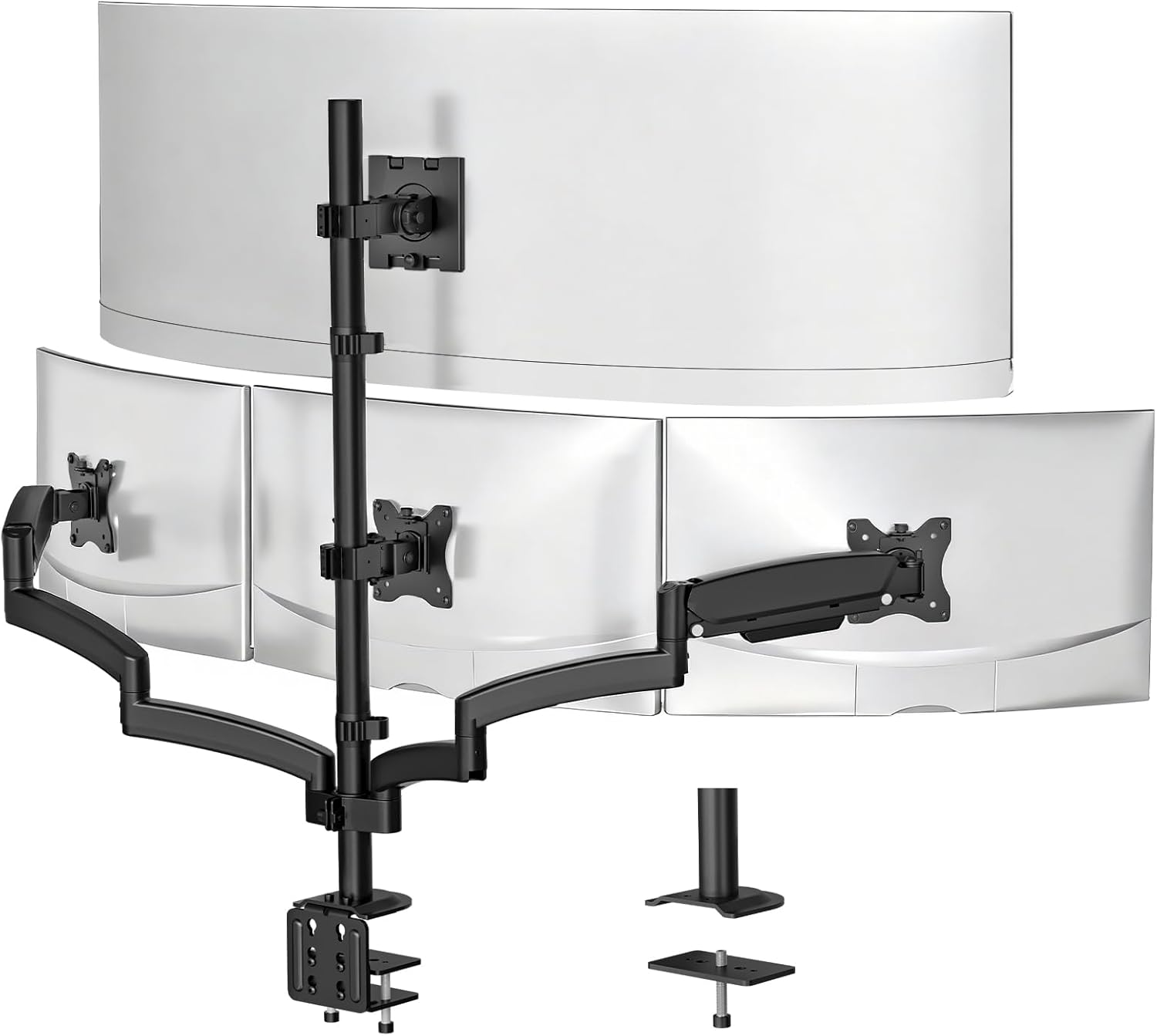 WALI Heavy Duty Single Monitor Arm for 17-49 Inch Flat Curved Ultrawide Screens, up to 33 Lbs, Adjustable Gas Spring Single Monitor Desk Mount for Home Office Gaming, VESA 75/100mm (GSM001XLN), Black