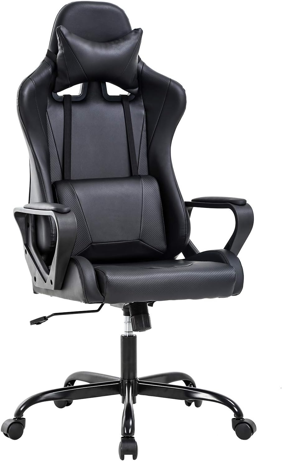 BestOffice High-Back Gaming Chair PC Office Chair Computer Racing Chair PU Desk Task Chair Ergonomic Executive Swivel Rolling Chair with Lumbar Support for Back Pain Women, Men,White