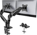 HUANUO Dual Monitor Stand, Fully Adjustable Gaming Monitor Desk Mount for 13–32″ Computer Screens, Full Motion VESA 75x75/100x100 with C-Clamp & Grommet Base, Each Arm Holds 4.4 to 19.8 lbs