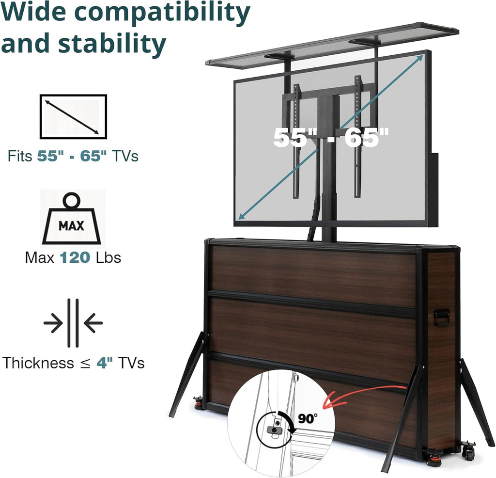 IntelliCube Outdoor TV Lift Cabinet for 55-65” TVs, Waterproof & Windproof Motorized TV Lift Stand, All-Aluminum TV Lift Cabinets for Flat Screens, Hidden TV Lift Cabinet for Outdoor Use