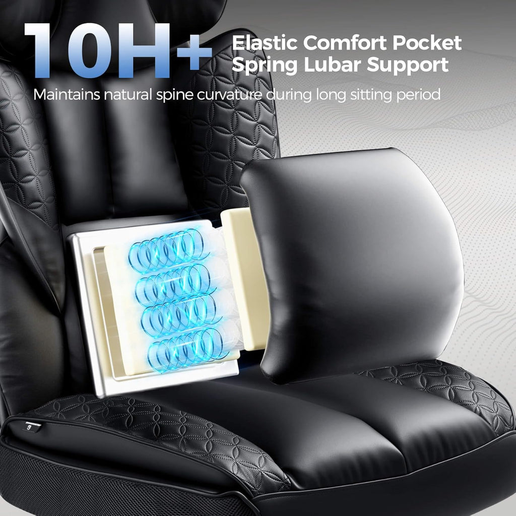 GTRACING Big and Tall Gaming Chair 400lbs Heavy Duty Office Chair with Footrest, High Back Pocket Spring Lumbar Support, Ergonomic Wide Comfy Seated Cushion for Lower Back Pain Relief, Earth-Black