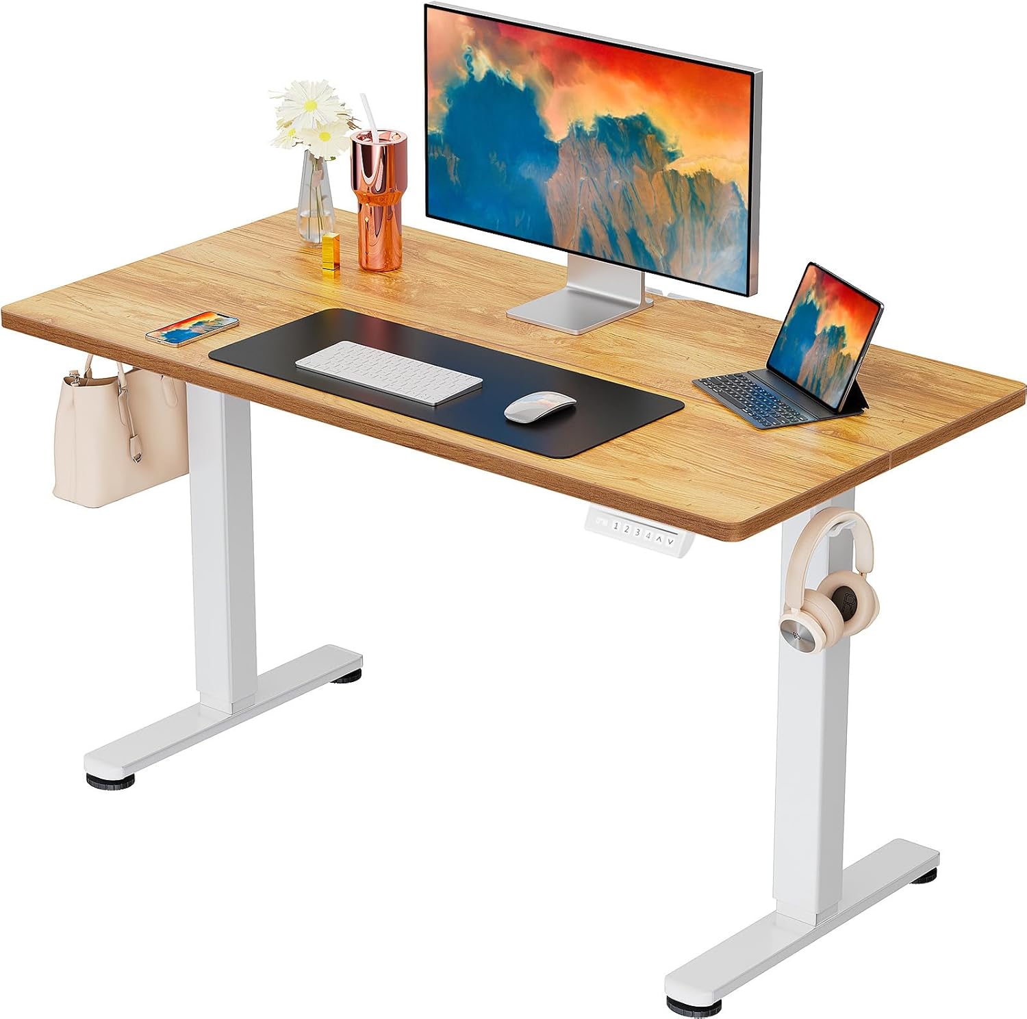 ErGear Height Adjustable Electric Standing Desk, 47.2 x 23.6 Inches Sit Stand up Desk, Memory Computer Home Office Desk (Black)