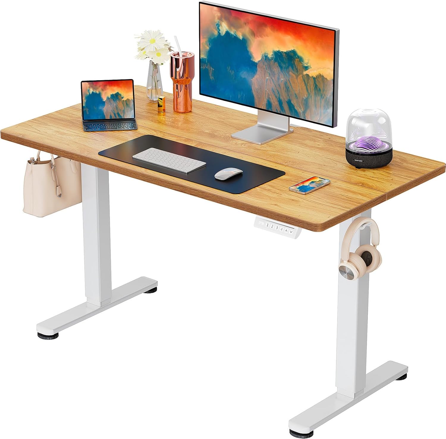 ErGear Height Adjustable Electric Standing Desk, 47.2 x 23.6 Inches Sit Stand up Desk, Memory Computer Home Office Desk (Black)