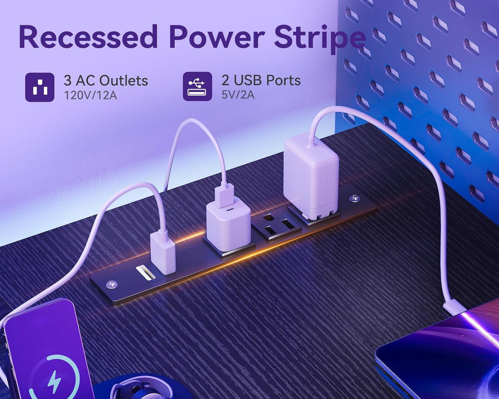 AODK L Shaped Gaming Desk with 4 Drawers, 61" Reversible Home Office Desks with Power Outlets, L Shaped Computer Desk with USB Charging Port and Host Stand, Corner Desk, Easy to Assemble, Black