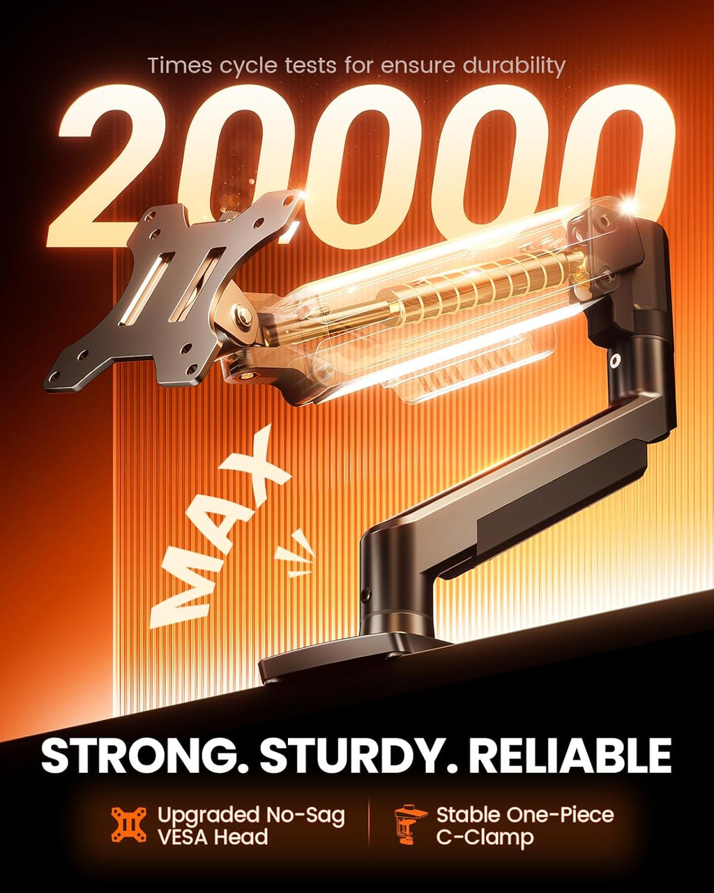 ErGear Single Monitor Arm, Fully Adjustable Monitor Mount for 13–34 Inch Screens, Fast Install Computer Monitor Stand with Tool-Free VESA Mount, Cable Management, Holds 19.8 lbs, Max VESA 100x100mm