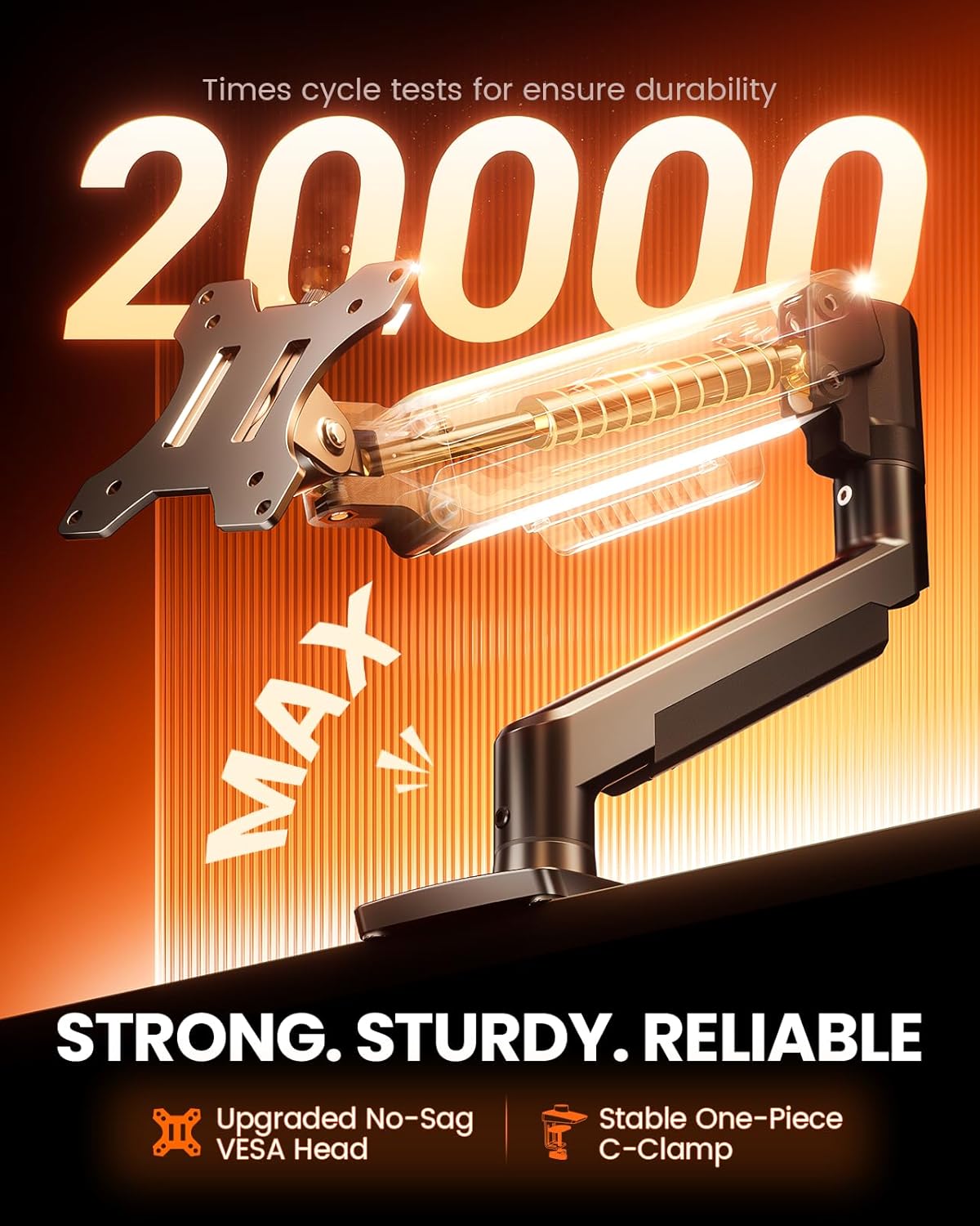 ErGear Single Monitor Arm, Fully Adjustable Monitor Mount for 13–34 Inch Screens, Fast Install Computer Monitor Stand with Tool-Free VESA Mount, Cable Management, Holds 19.8 lbs, Max VESA 100x100mm