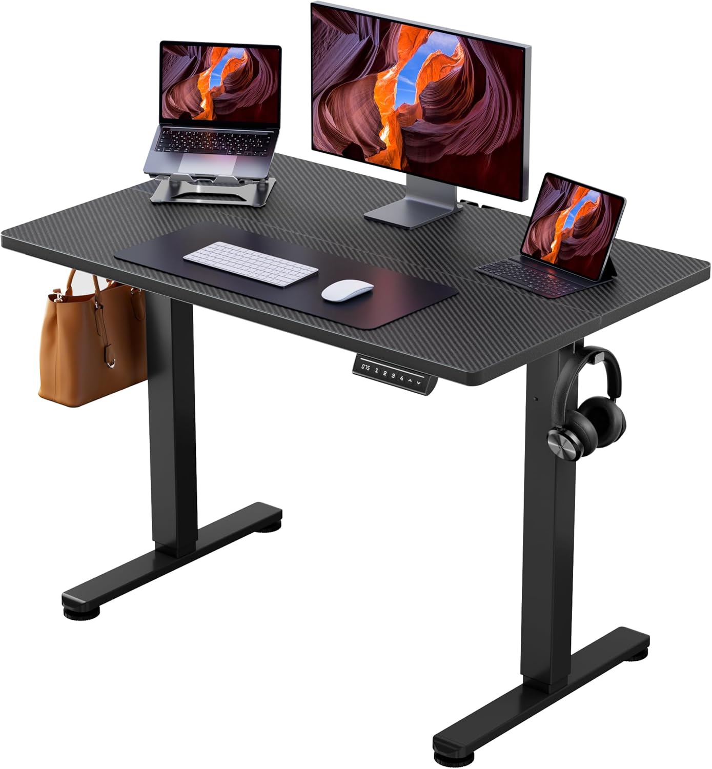 ErGear Height Adjustable Electric Standing Desk, 47.2 x 23.6 Inches Sit Stand up Desk, Memory Computer Home Office Desk (Black)