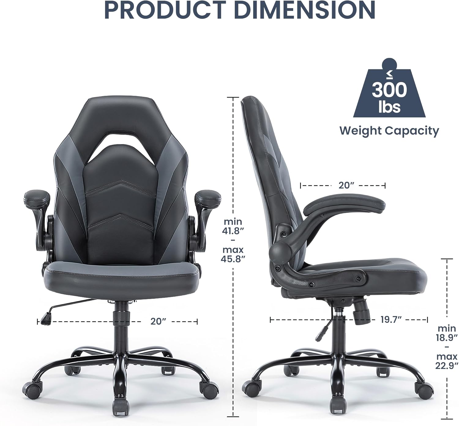 Ergonomic Gaming Desk Chair - Adjustable PU Leather Swivel Racing Chair with Flip-up Armrests for Home Office and Entertainment, Perfect for Adults, Kids, and Gamers