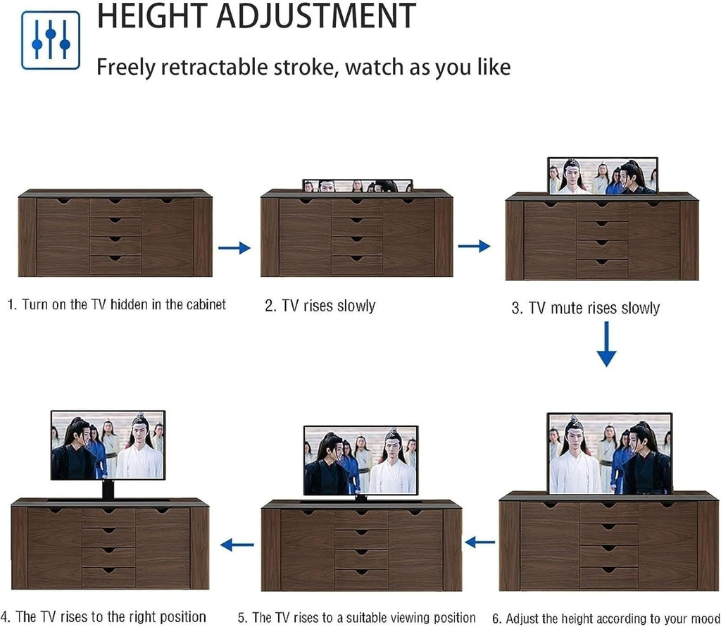 Motorized TV Stand, Telescopic Electric TV Lift with Auto Lifting，Electric TV Mount with Adjustable Height, Can Be Hidden in Cabinet, Motorized TV Lift, for 14 to 32 Inch TV Screens