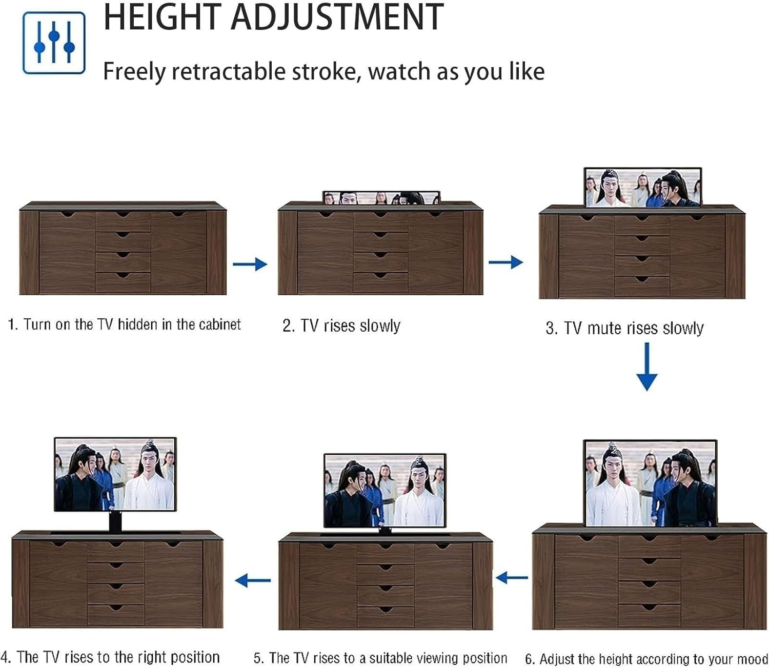 Motorized TV Stand, Telescopic Electric TV Lift with Auto Lifting，Electric TV Mount with Adjustable Height, Can Be Hidden in Cabinet, Motorized TV Lift, for 14 to 32 Inch TV Screens