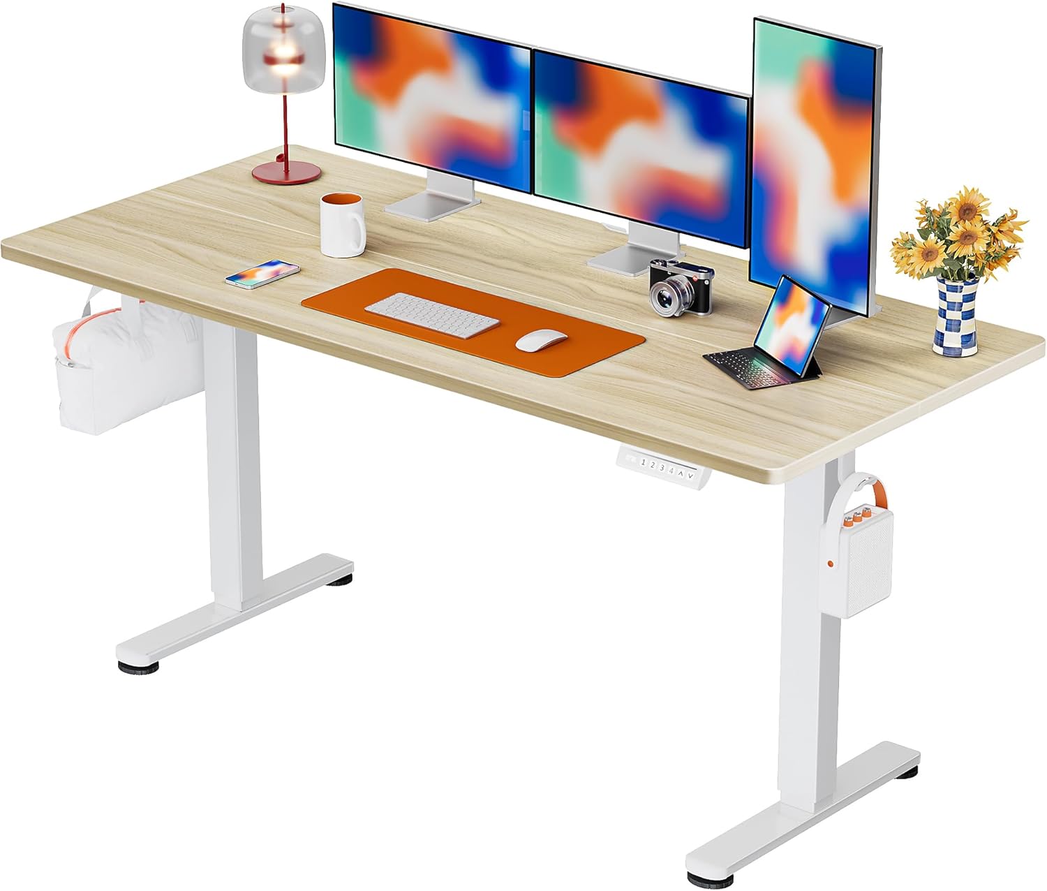 ErGear Height Adjustable Electric Standing Desk, 47.2 x 23.6 Inches Sit Stand up Desk, Memory Computer Home Office Desk (Black)