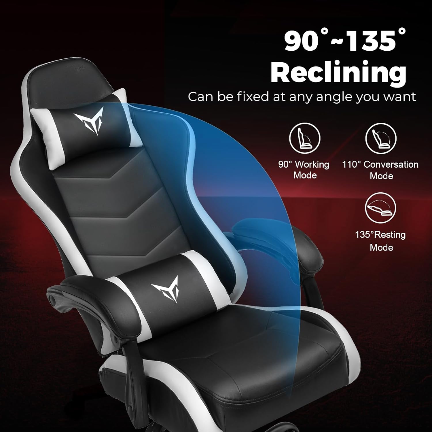 GTPLAYER Gaming Chair, Video Game Chairs Racing Style PC Game Chairs for Adults - Padded High Back Ergonomic Reclining Silla Gamer, Linkage Armrest