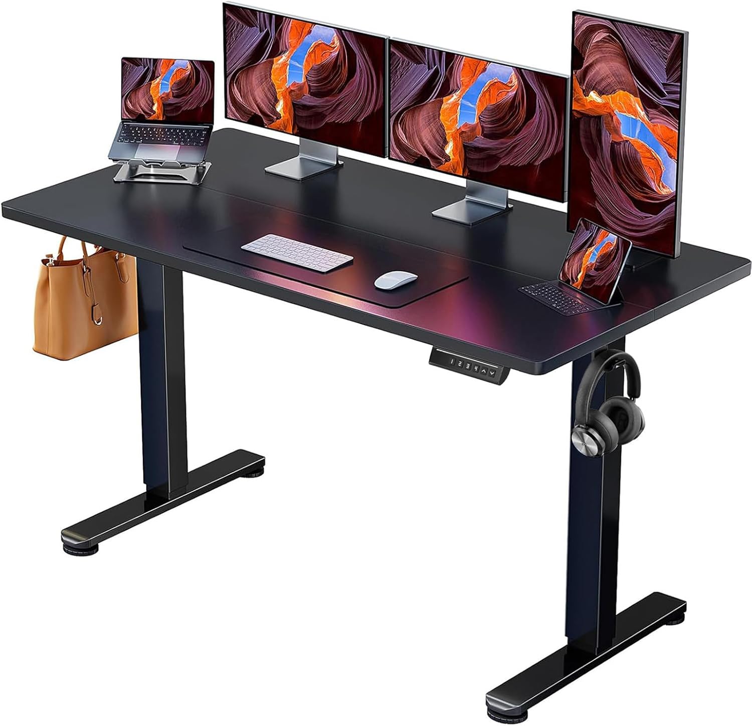 ErGear Height Adjustable Electric Standing Desk, 47.2 x 23.6 Inches Sit Stand up Desk, Memory Computer Home Office Desk (Black)