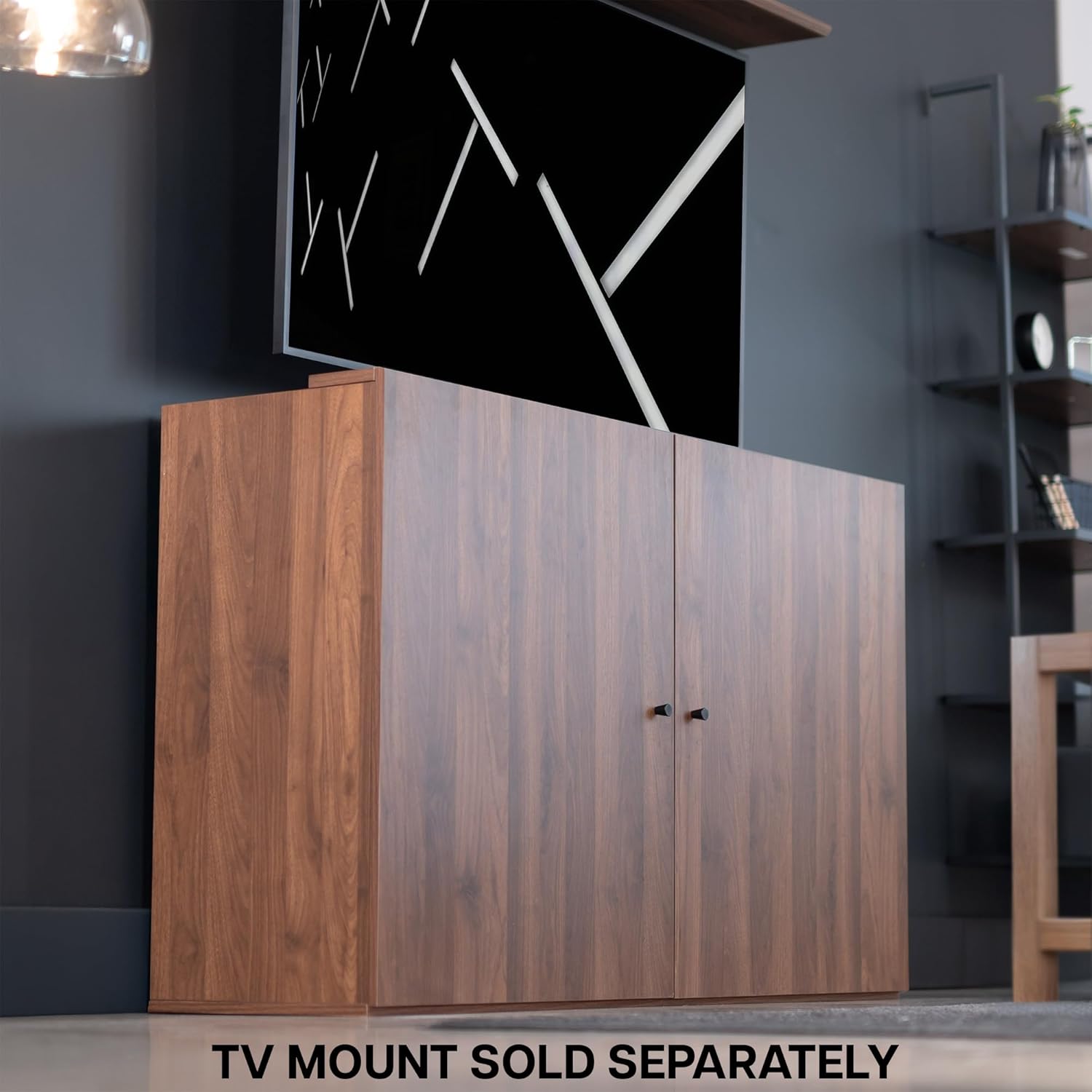 VIVO Walnut TV Cabinet Designed to Conceal Motorized Vertical Lift Television Stands, Holds 32 to 55 inch TVs up to 44 lbs, CASE-EUP1WN