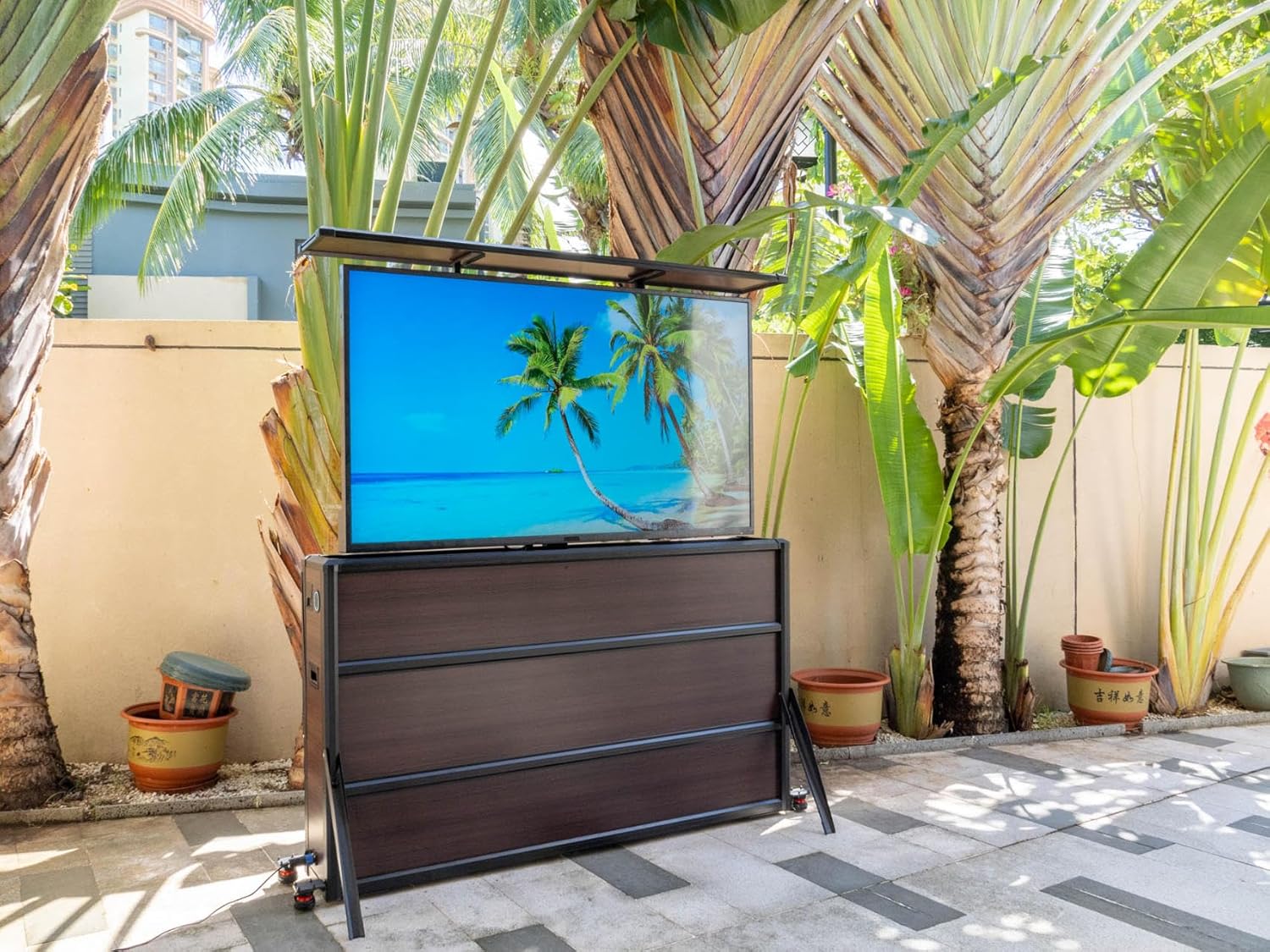 Outdoor TV Lift Cabinet for 65-75” TVs, Waterproof Motorized TV Stand for Patio, Deck, Backyard – Weatherproof & Hidden Lift Cabinet for Flat Screens, Outdoor TV Storage Box