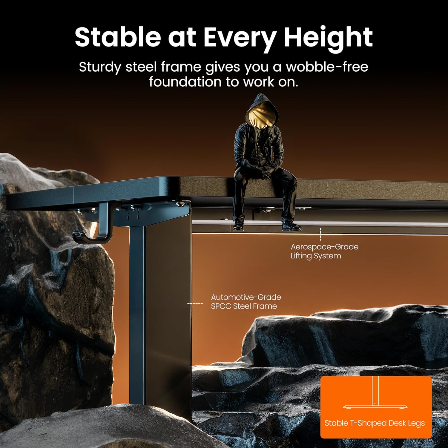 ErGear Height Adjustable Electric Standing Desk, 47.2 x 23.6 Inches Sit Stand up Desk, Memory Computer Home Office Desk (Black)