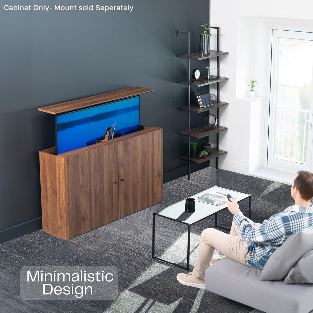VIVO Walnut TV Cabinet Designed to Conceal Motorized Vertical Lift Television Stands, Holds 32 to 55 inch TVs up to 44 lbs, CASE-EUP1WN