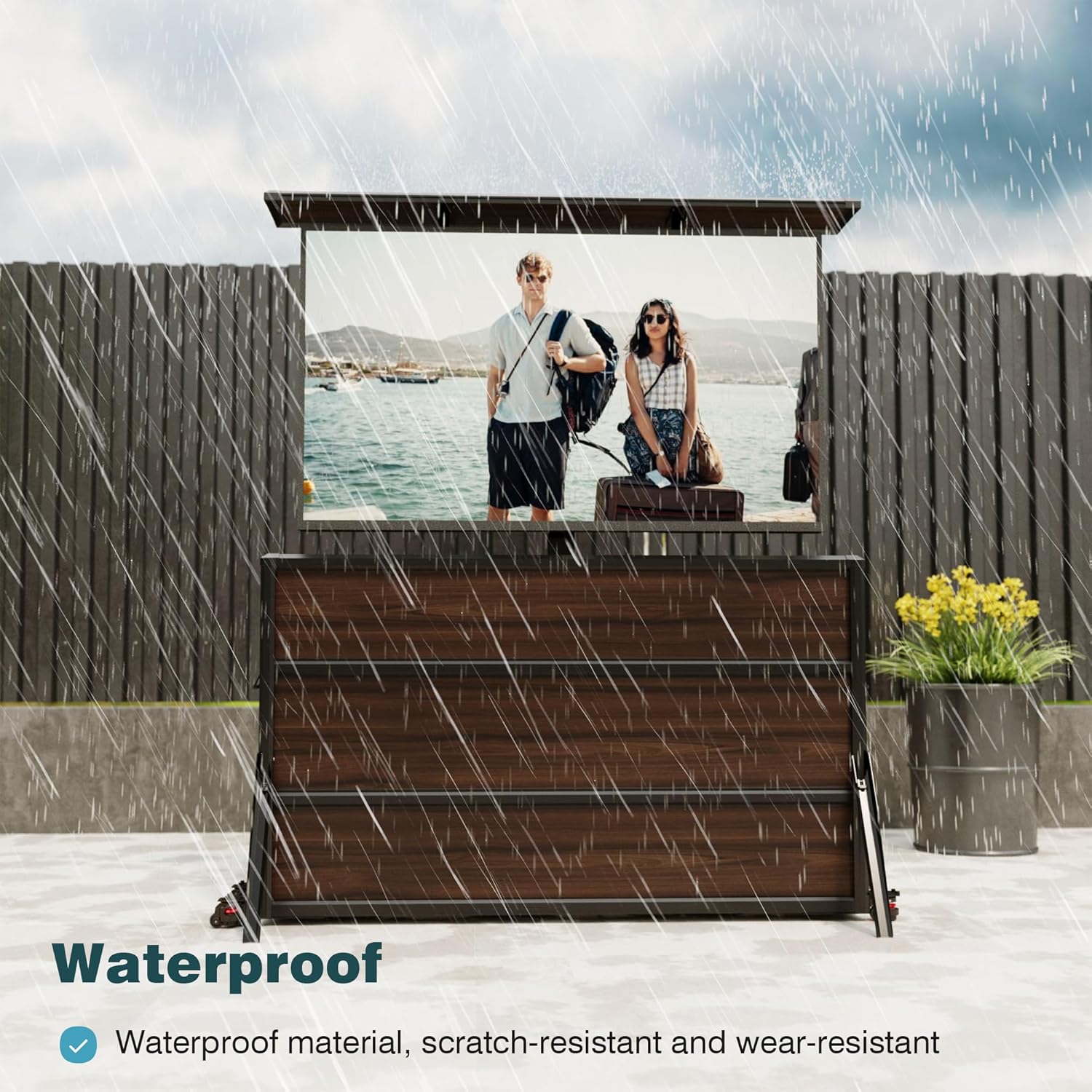 Outdoor TV Lift Cabinet for 55-65” TVs, Waterproof & Windproof Motorized TV Lift Stand, The All-Aluminum Enclosure for Flat Screens, Hidden Cabinet for Indoor/Outdoor Use