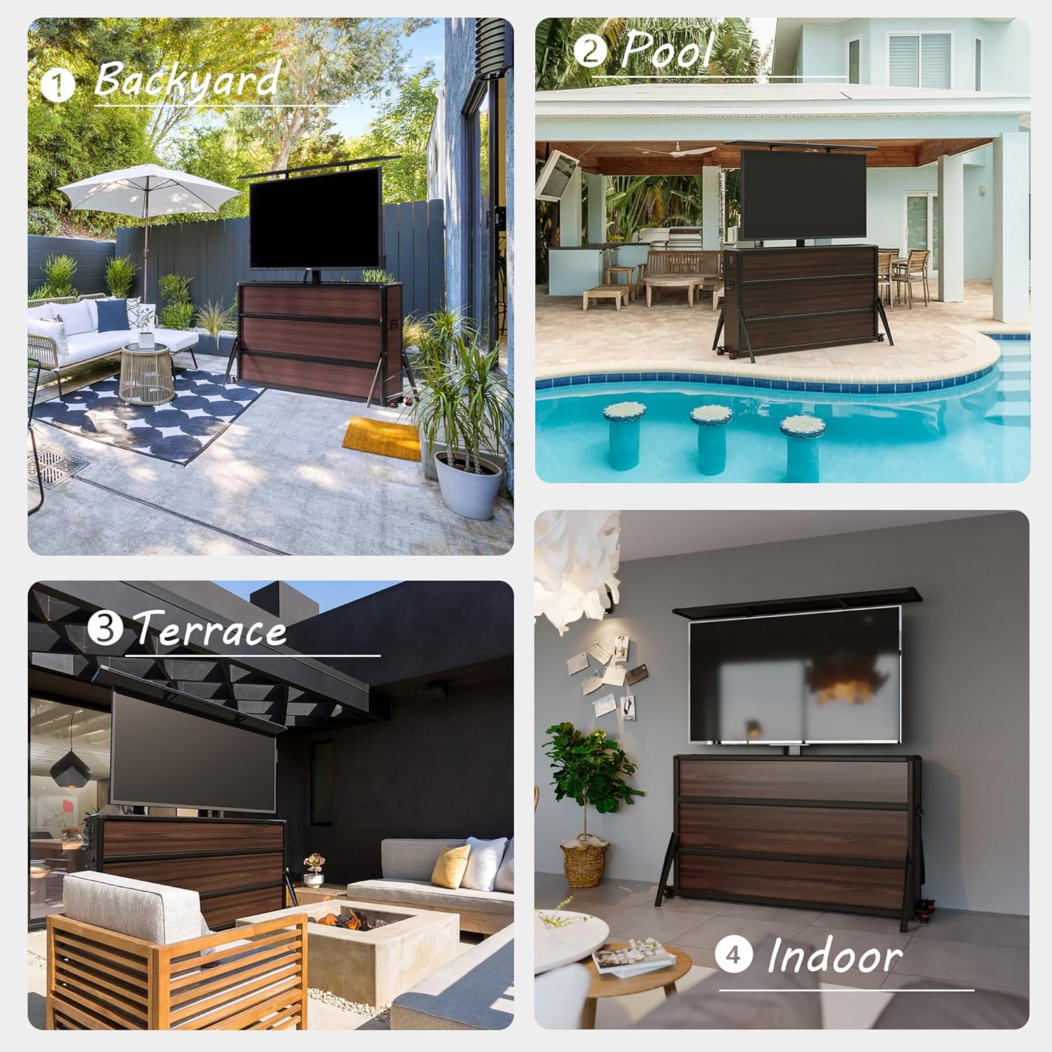 IntelliCube Outdoor TV Lift Cabinet for 55-65” TVs, Waterproof & Windproof Motorized TV Lift Stand, All-Aluminum TV Lift Cabinets for Flat Screens, Hidden TV Lift Cabinet for Outdoor Use