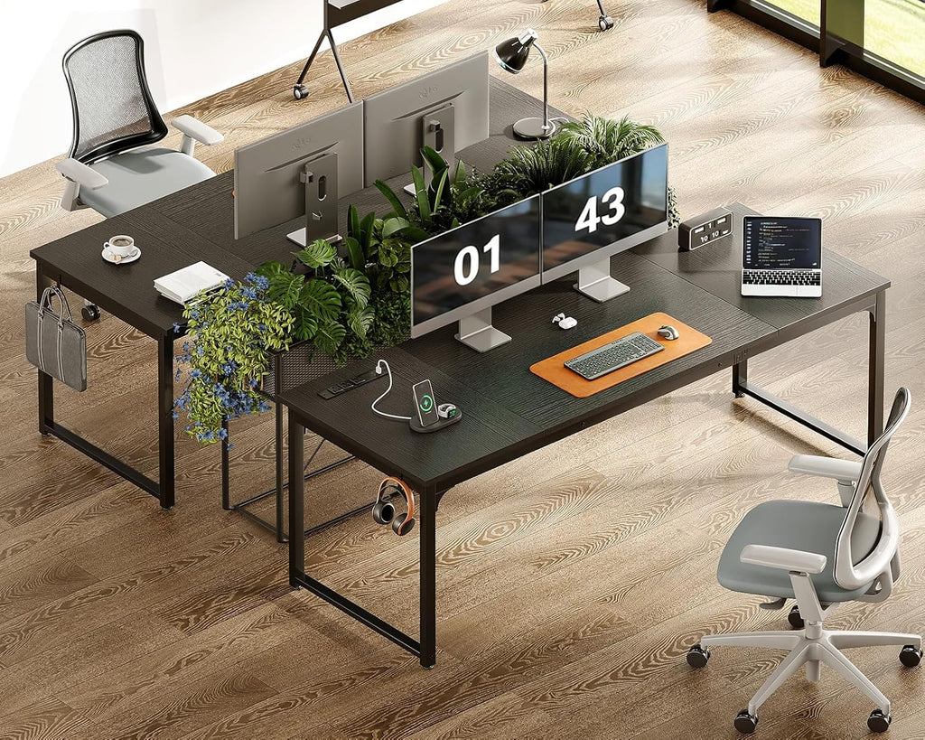 Coleshome 71 Inch Computer Desk with USB Ports, Large Office Desk, Long Study Student Writing Desk, Black