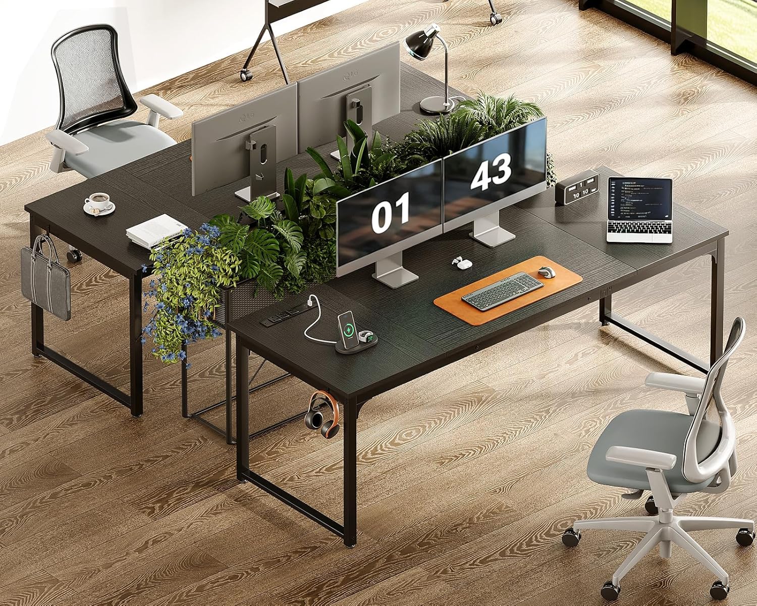 Coleshome 71 Inch Computer Desk with USB Ports, Large Office Desk, Long Study Student Writing Desk, Black